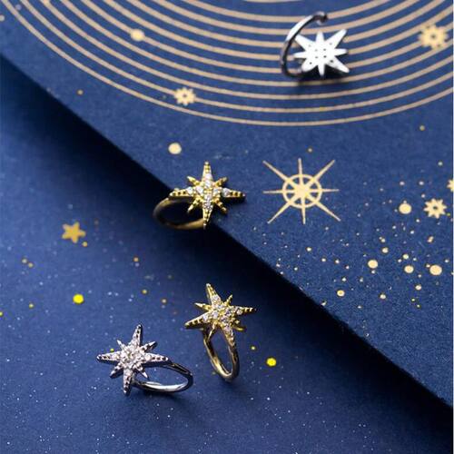 Shiny Star Clip Earrings For Women Charm Female Korean