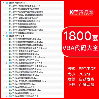 VBA基础知识代码库源代码自定义EXCEL函数实例工作表自动化宏设置