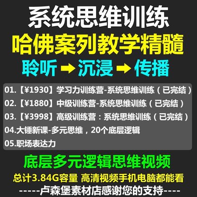 系统思维框架思维学习力低底层多元化思维逻辑视频课程合集思考学