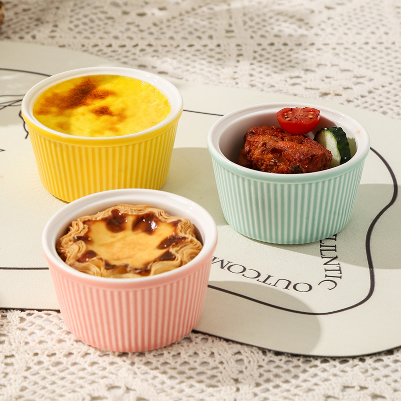 舒芙蕾烤碗空气炸锅烤箱专用碗甜品双皮奶蒸蛋陶瓷小碗烘焙布丁杯
