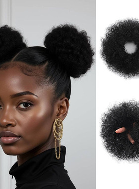 非洲毛毛虫假发包爆炸头发包假发发苞蓬松发髻afro puff hair bun