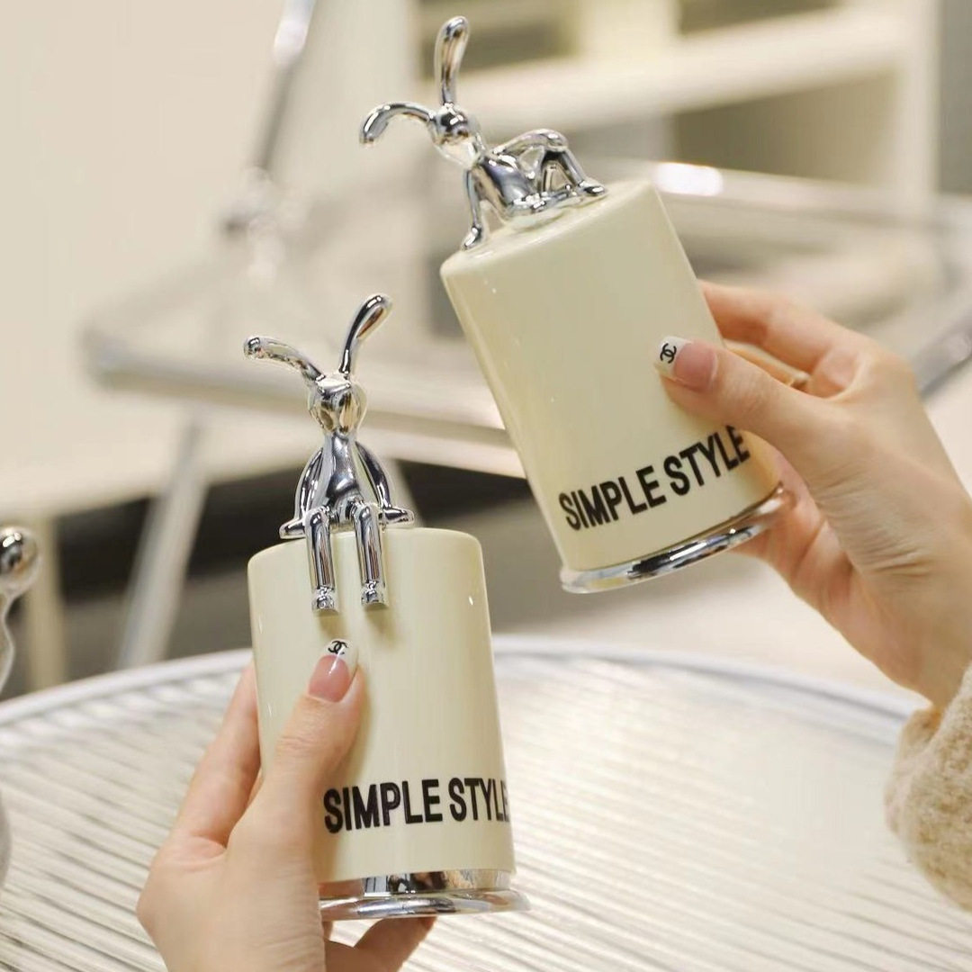 ins兔子牙签盒高颜值家用轻奢牙线盒棉签牙签罐透明便携桌面收纳,餐饮具,牙签筒,淘宝优惠券,粉丝福利购,淘宝优惠卷