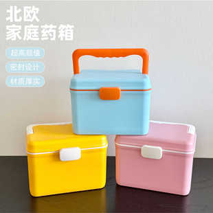 家用收纳箱可爱药品收纳盒儿童桌面药箱宝宝药物箱子医药箱家庭装