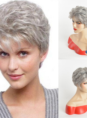 欧美流行奶奶短发假发一件代发速卖通ebay女士高温丝假发套 9190