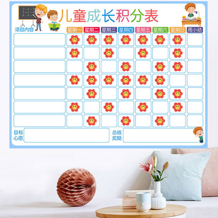 幼儿园小红花积分表墙贴教学奖励磁贴儿童习惯养成表贴墙擦写白板