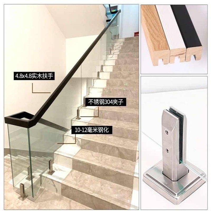 不锈钢玻璃免打孔夹栏杆楼梯底座扶手立柱脚配件钢化玻璃固定夹子图片