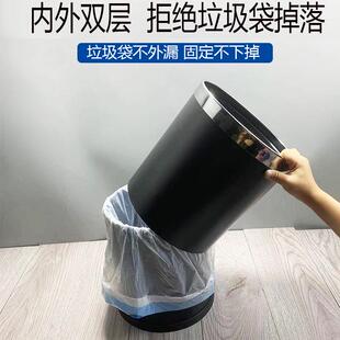 酒店垃圾桶客房餐厅酒吧KTV家用收纳筒双层烤漆圆形纸篓简约商用