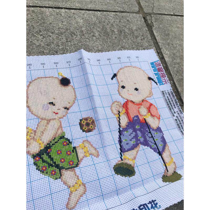 纯手工十字绣成品五子送福小孩儿童卡通卧室系列新款包邮