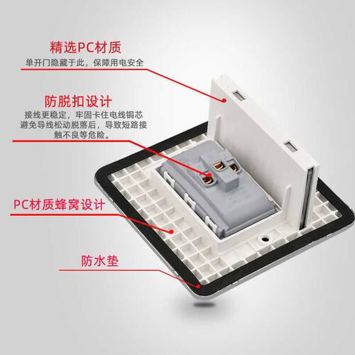 120型单开门翻盖隐藏式五孔地插 网络地插面板电脑网线地插带底盒
