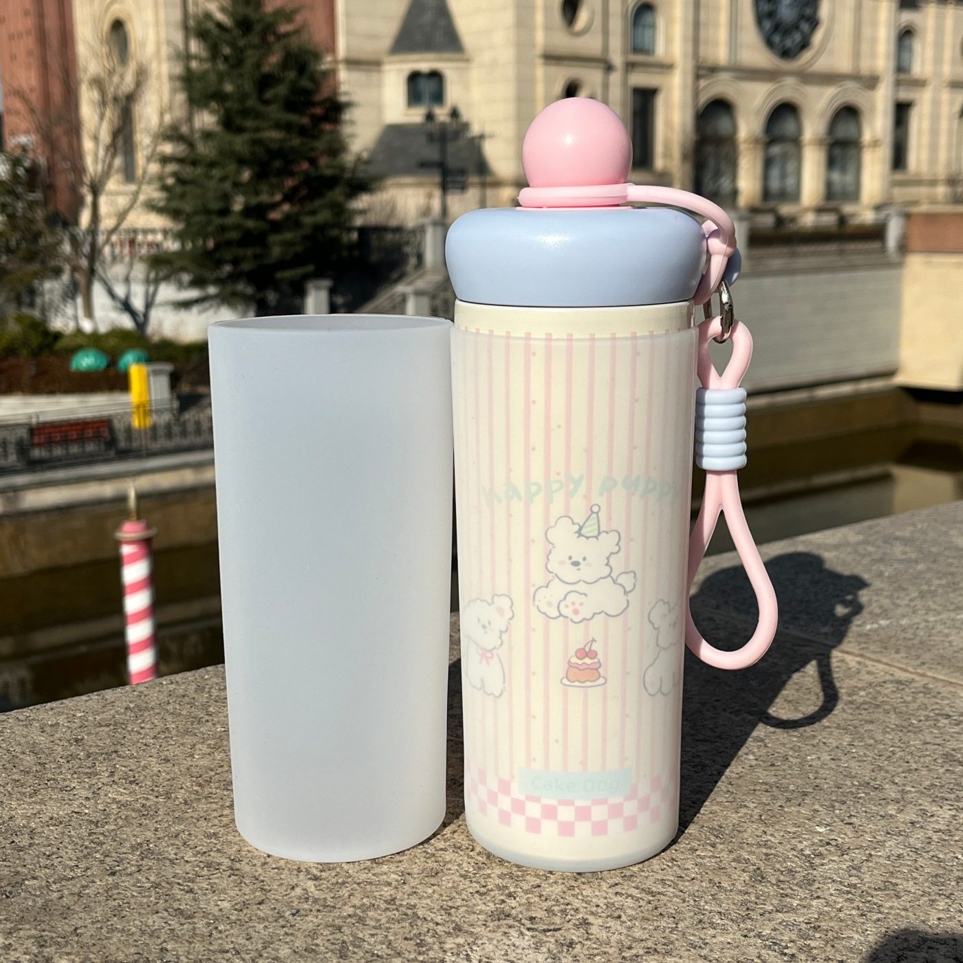 硅胶水壶套蛋糕小白狗浮球杯650ml保温杯套杯垫吸管杯防摔透明保,餐饮具,杯套,淘宝优惠券,粉丝福利购,淘宝优惠卷