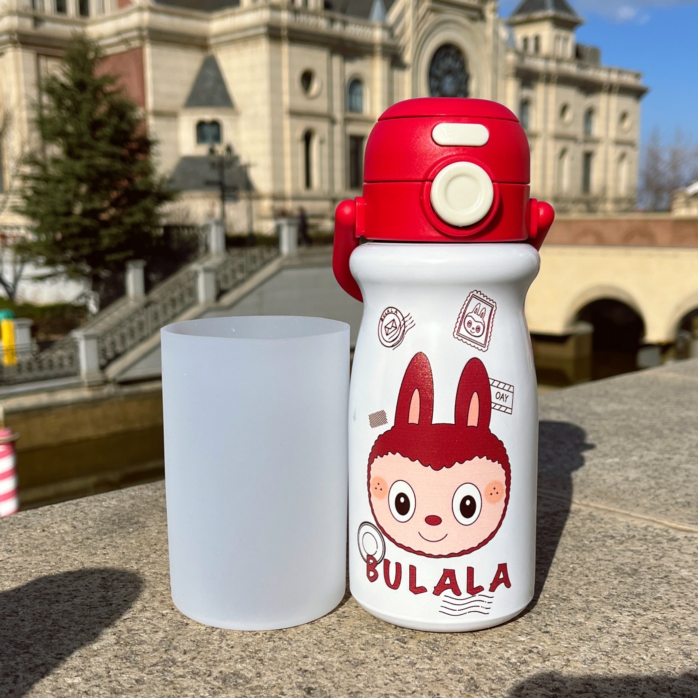 8cm硅胶保温杯套500ml拉布布杯垫儿童吸管杯拎拎杯透明防摔保护套