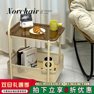 NORCHAIR简约透明沙发边几网红设计师移动收纳茶几家用小推车角几