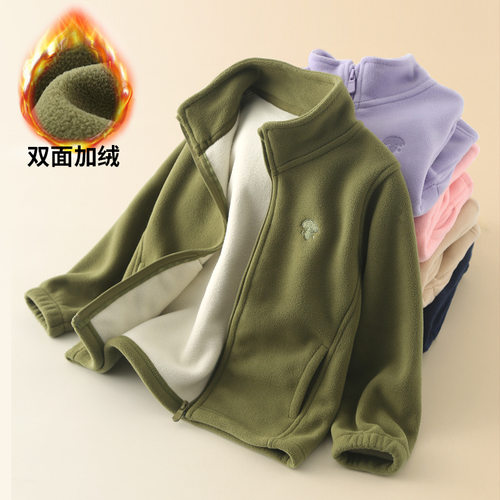 男童摇粒绒外套秋冬加绒蓄热保暖儿童抓绒衣校服内胆神器冬装加厚