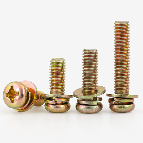 镀彩锌十字圆头组合螺钉