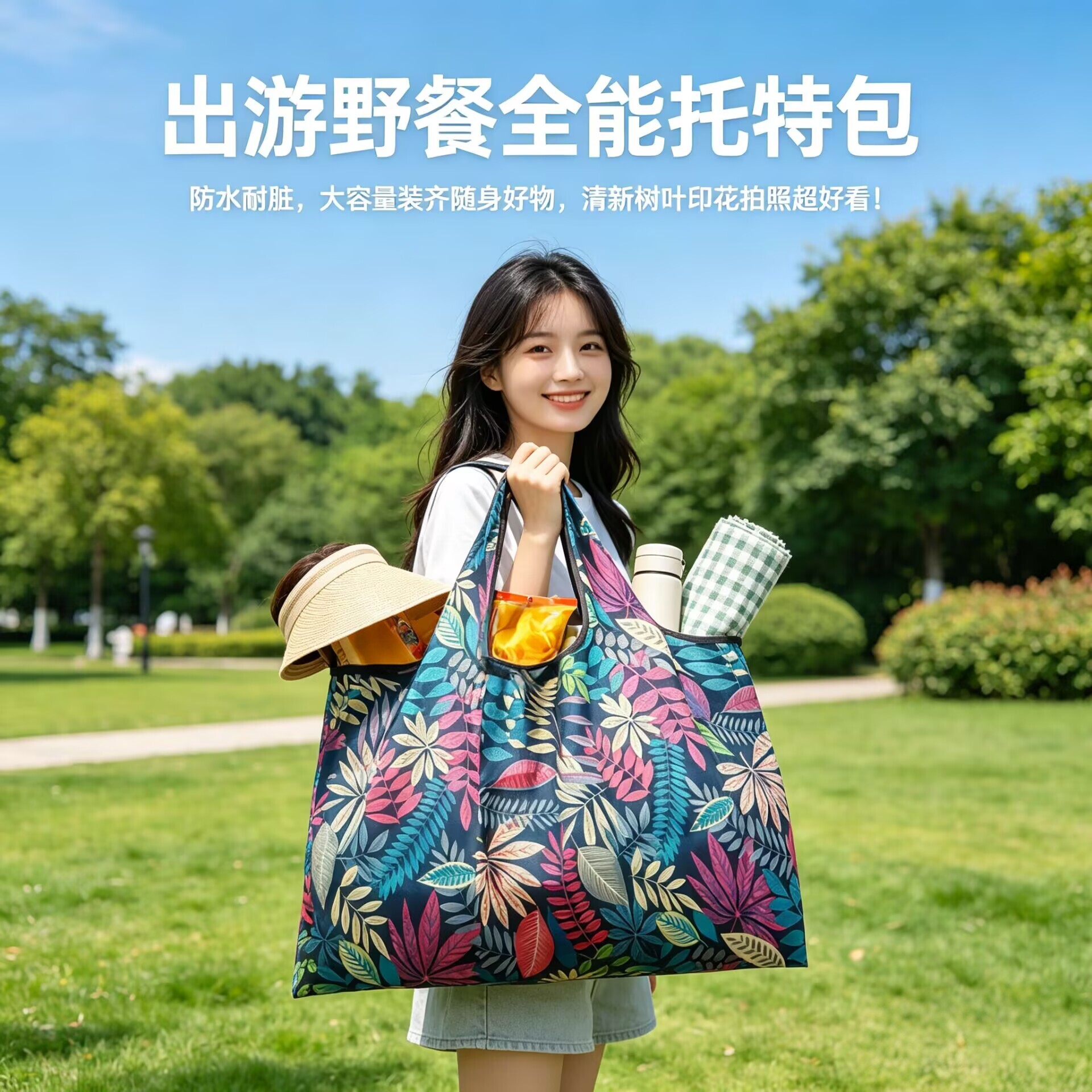 轻薄环保布袋旅游布兜尼龙大号购物袋妈咪手提包卡通环保购物袋