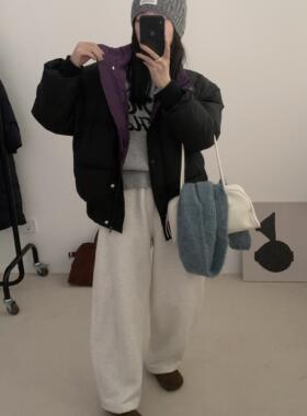 宽松黑色羽绒服女2024年秋冬新款休闲保暖90白鸭绒立领加厚外套