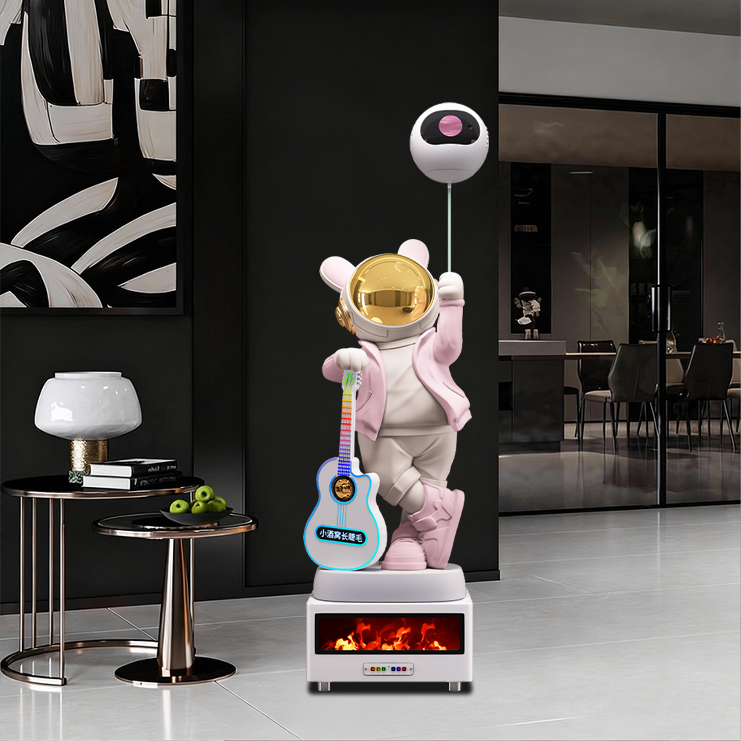 K歌音响电视机柜旁音乐太空人落地摆件白金色现代简约客厅装饰品