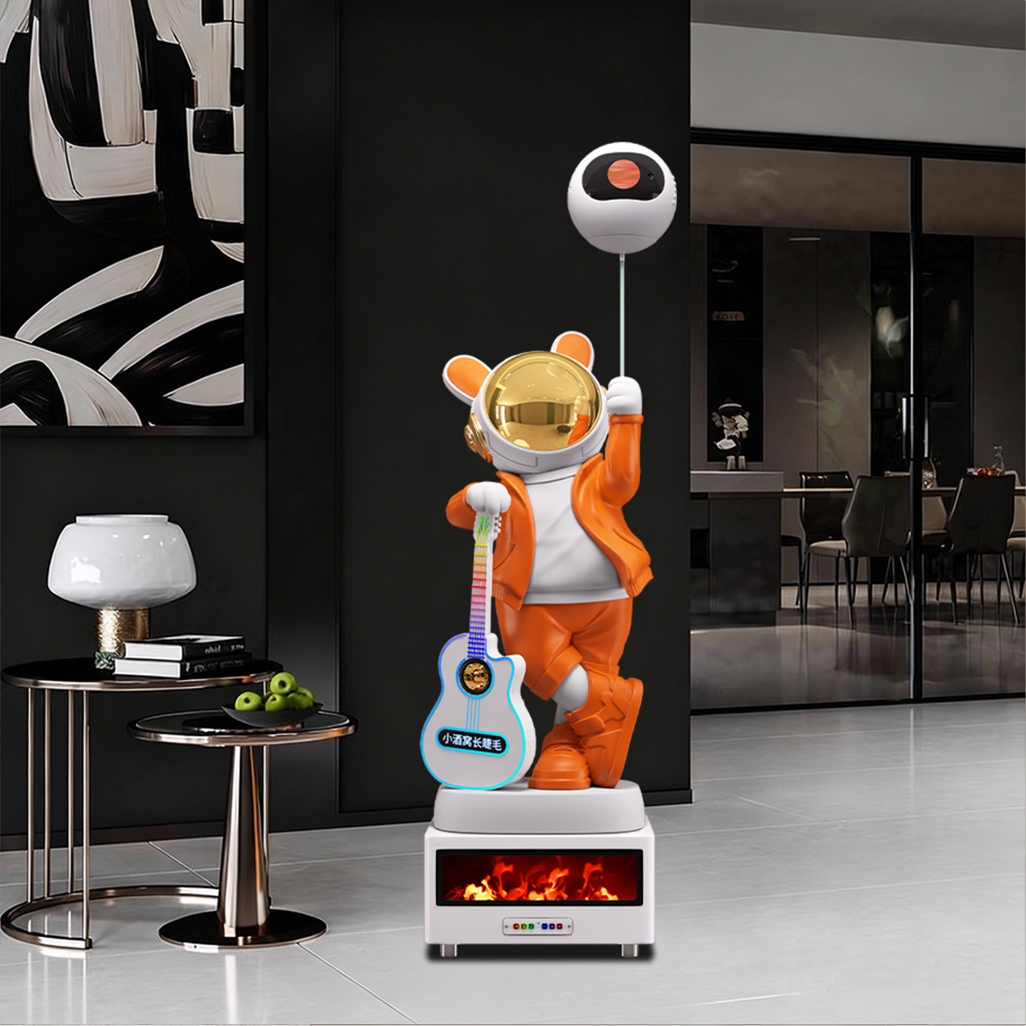 K歌音响电视机柜旁音乐太空人落地摆件白金色现代简约客厅装饰品