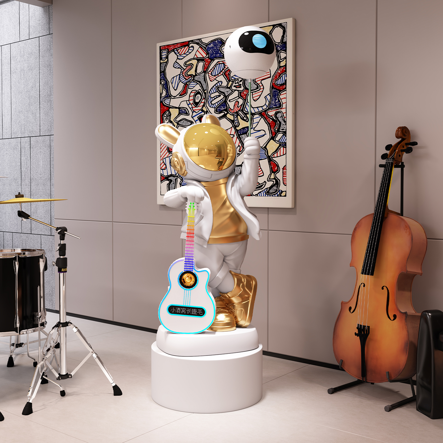 K歌吉他太空人宇航员大摆件客厅沙发边电视机柜旁落地高端乔迁礼