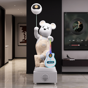 大型暴力熊落地客厅电视柜旁摆件K歌音箱轻奢乔迁送礼存钱罐高档
