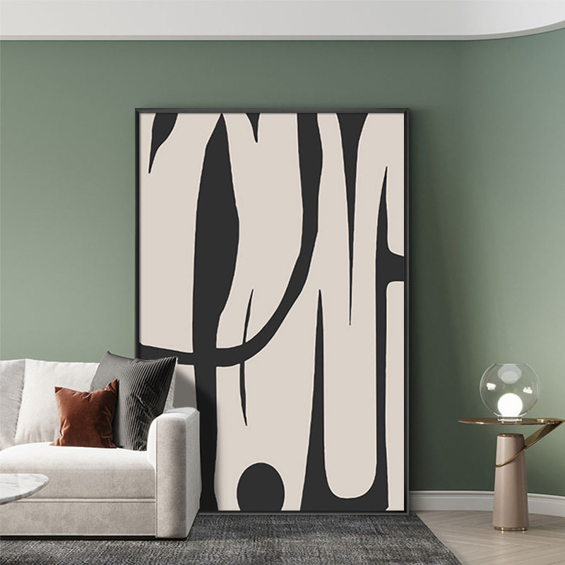 定格现代简约黑色纹理装饰画抽象客厅沙发背景墙挂画竖版玄关画