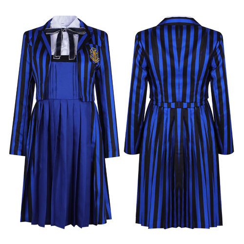 亚当斯一家cos服女主Wednesday星期三蓝色校服cosplay舞台表演服