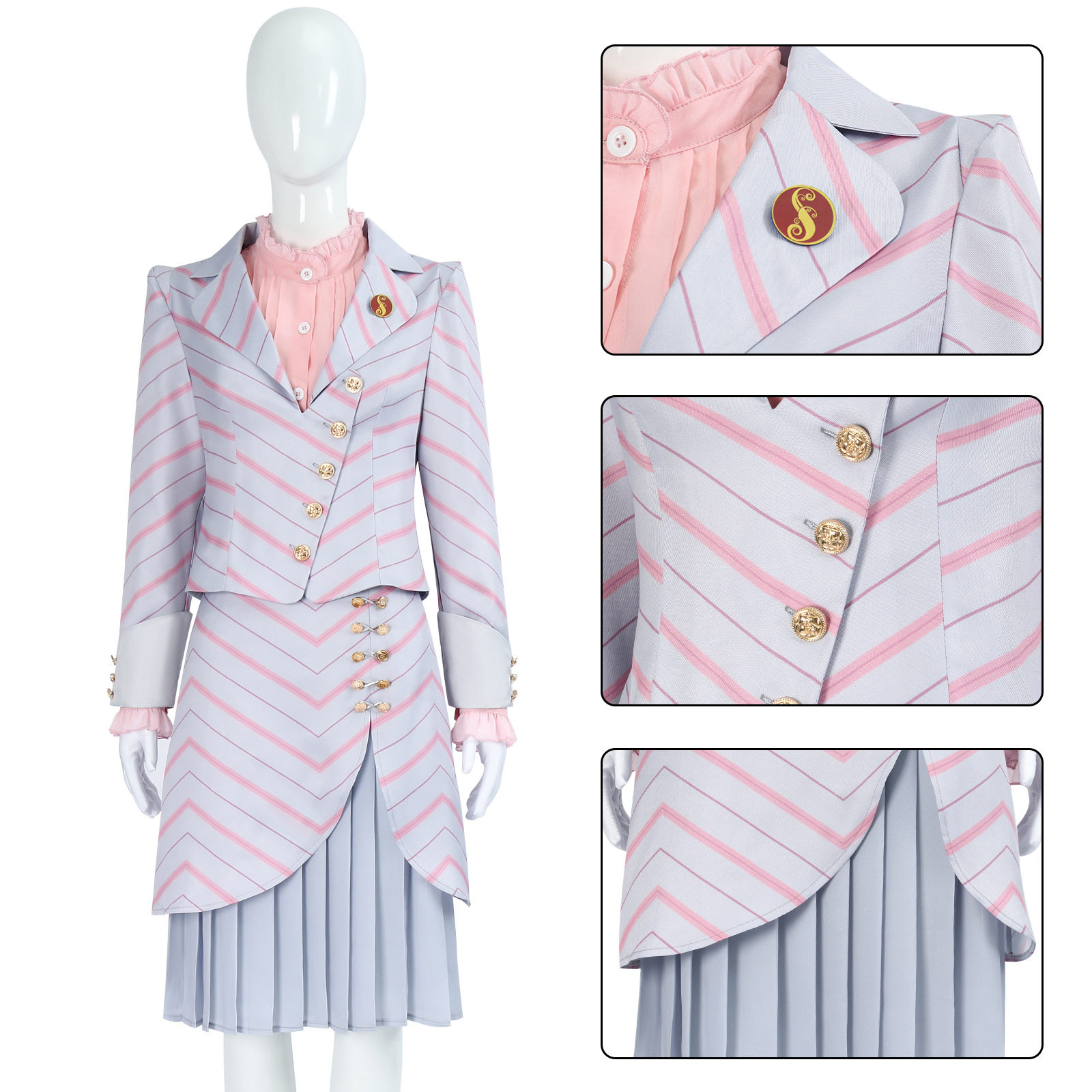 跨境万圣节cosplay服装魔法坏女巫Glinda格琳达cos服装舞台表演服