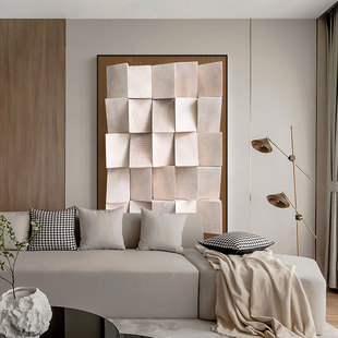 现代轻奢玄关装饰画3d仿立体客厅挂画高级感浮雕沙发背景壁画