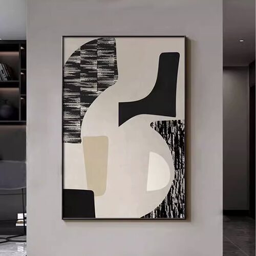 北欧风简约装饰画晶瓷画客厅卧室抽象简约挂画铝合金框装饰壁画