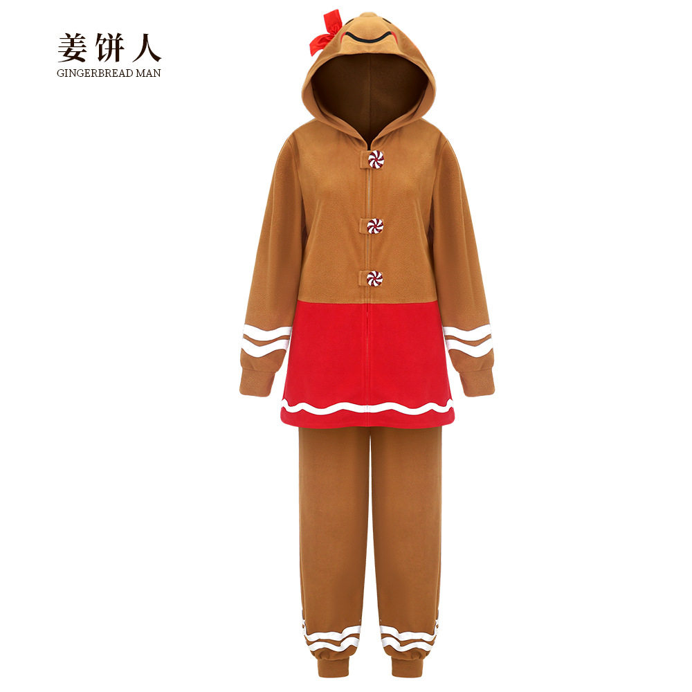 新款姜饼人圣诞老人麋鹿装家居服成人起居服装精灵成人姜饼服