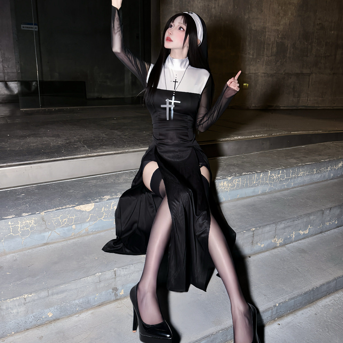 万圣节成人服装角色扮演性感修女服Nun狂欢节cosplay表演服装