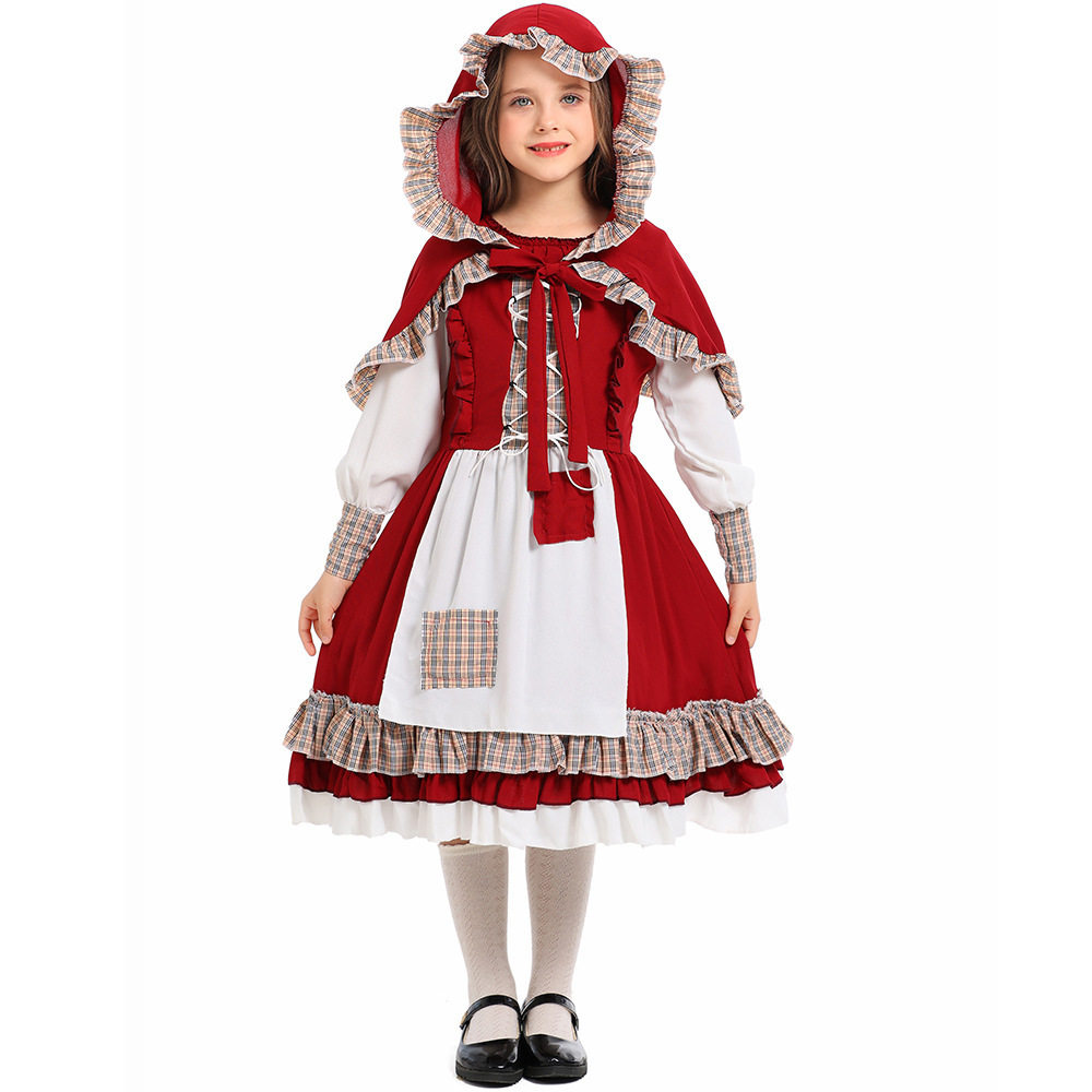 万圣节cosplay亲子服装格林童话故事补丁农场小红帽角色扮演服装
