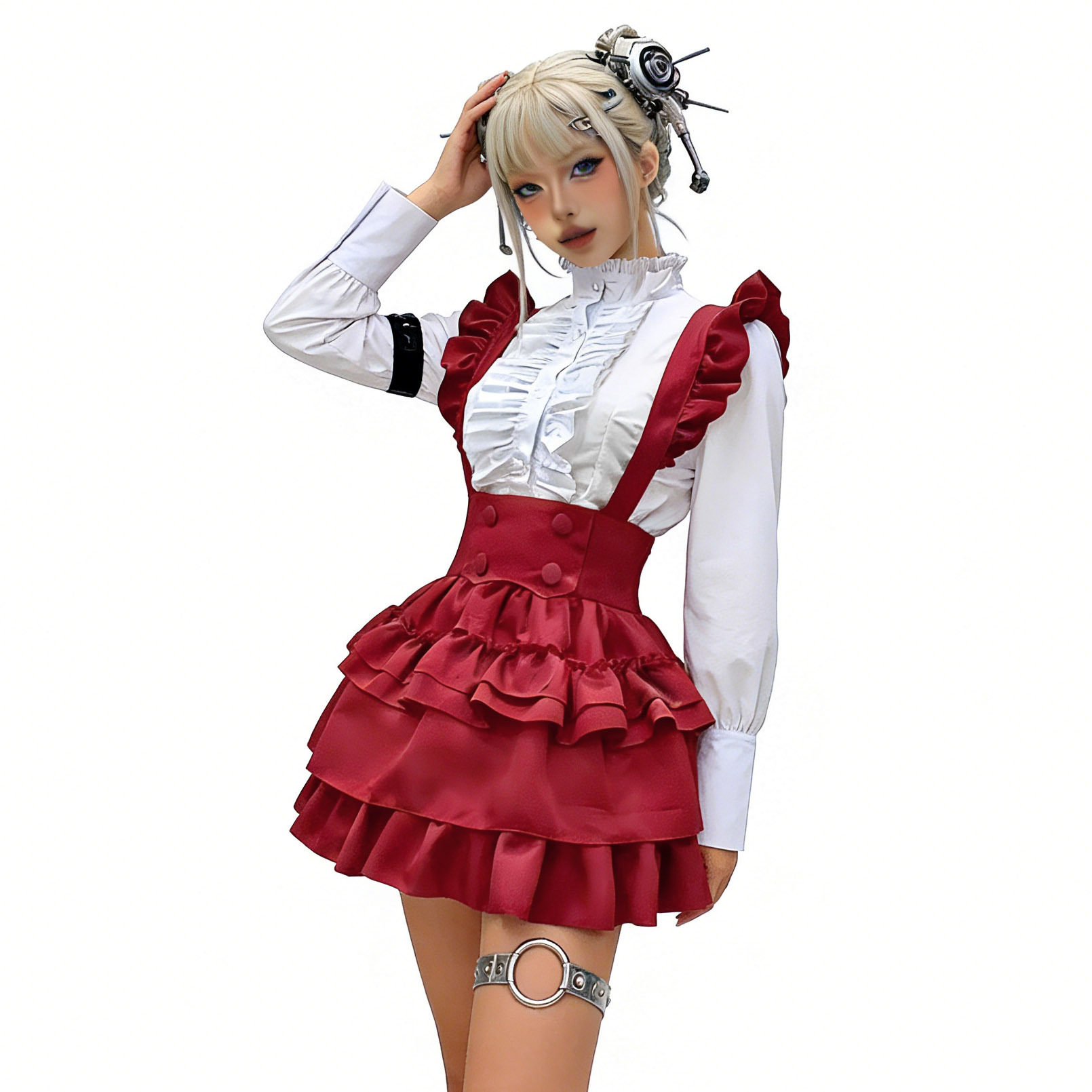 抖音爆款赛博朋克机械姬洛丽塔裙哥特风LolitaAI女王特效变装cos