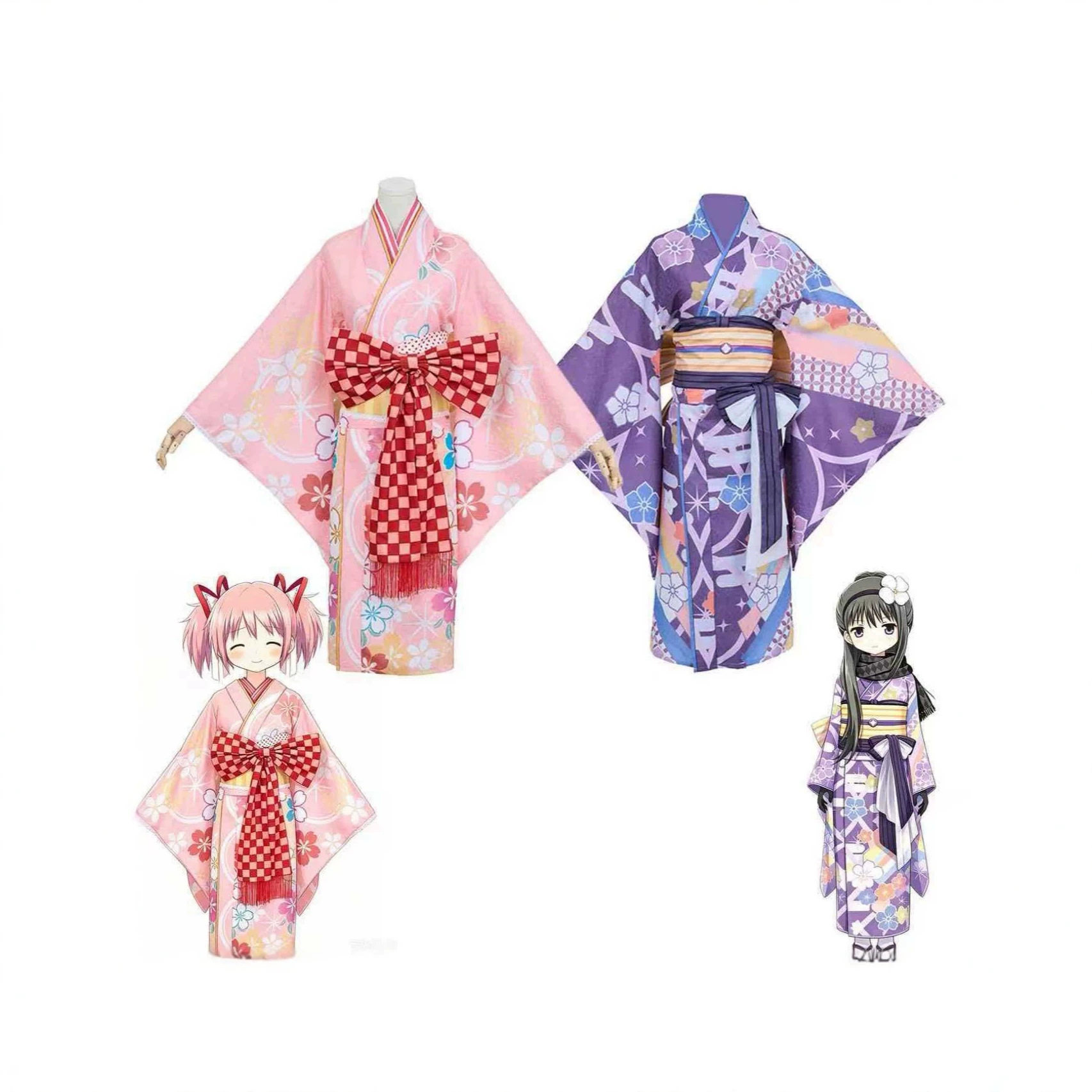 现货魔法少女小圆晓美焰鹿目圆cos服提花和服鹿目圆二次元表演服