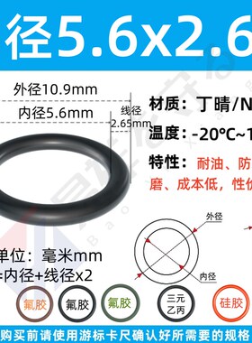 进口NBR黑色丁晴橡胶2.65nbrORINGo型圈耐油ORing防水胶圈密封