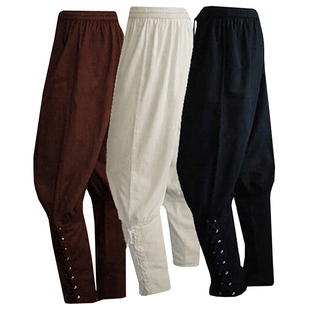 子 中世纪复古纯色裤 cosplay舞台骑士裤 子休闲裤 扮演长裤 男士