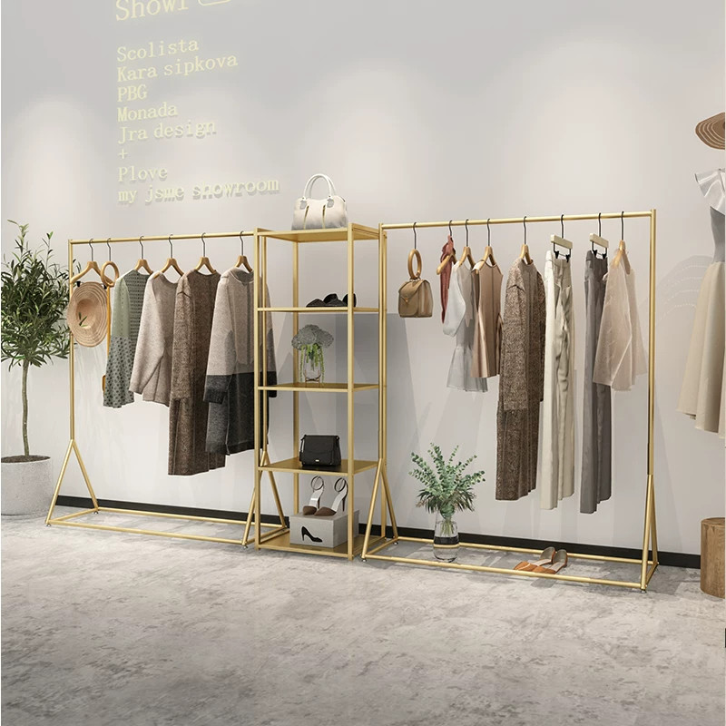 简约现代服装店展示架铁艺女装男装童装陈列架衣服货架落地挂衣架