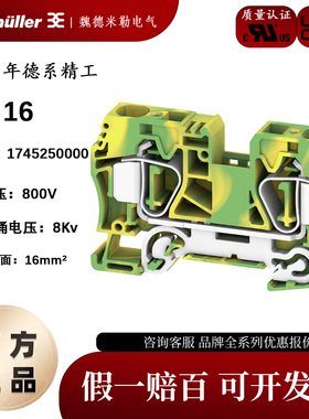 ZPE 16 魏德米勒Z系列 弹簧式 16平方 黄绿色接地端子 1745250000