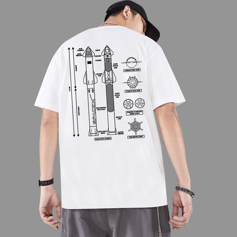 星舰发射spacex马斯克T恤衫衣服