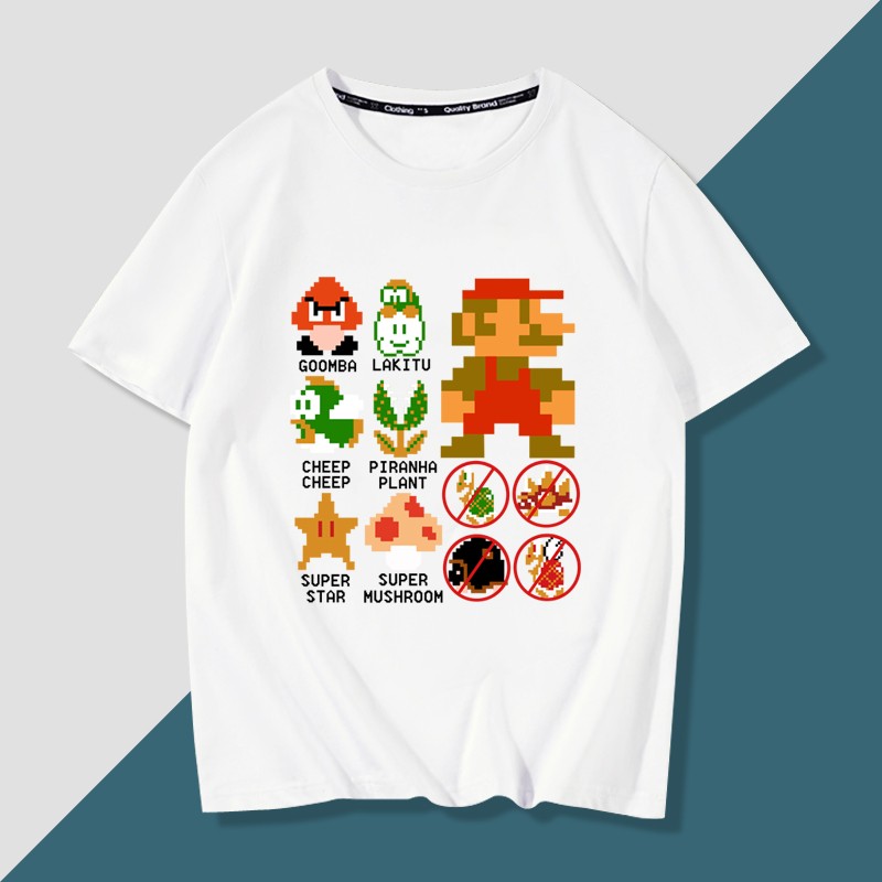 任天堂fc红白游戏机nintendo周边超级玛丽马里奥短袖T恤衣服半袖