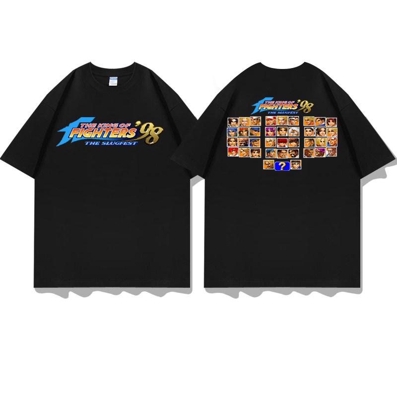 街机游戏拳皇98像素风8bit图案印花周边纯棉短袖T恤衣服体恤半袖