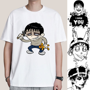 伊藤润二双一系列漫画川上富江周边大码宽松短袖T恤衣服体恤半袖