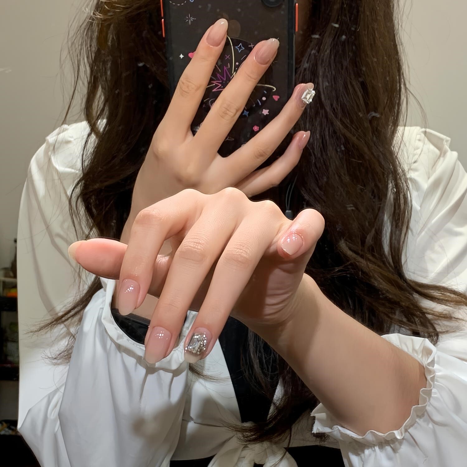 穿戴甲中长款春夏高级手工新娘婚纱照指甲贴片2026新款穿戴美甲