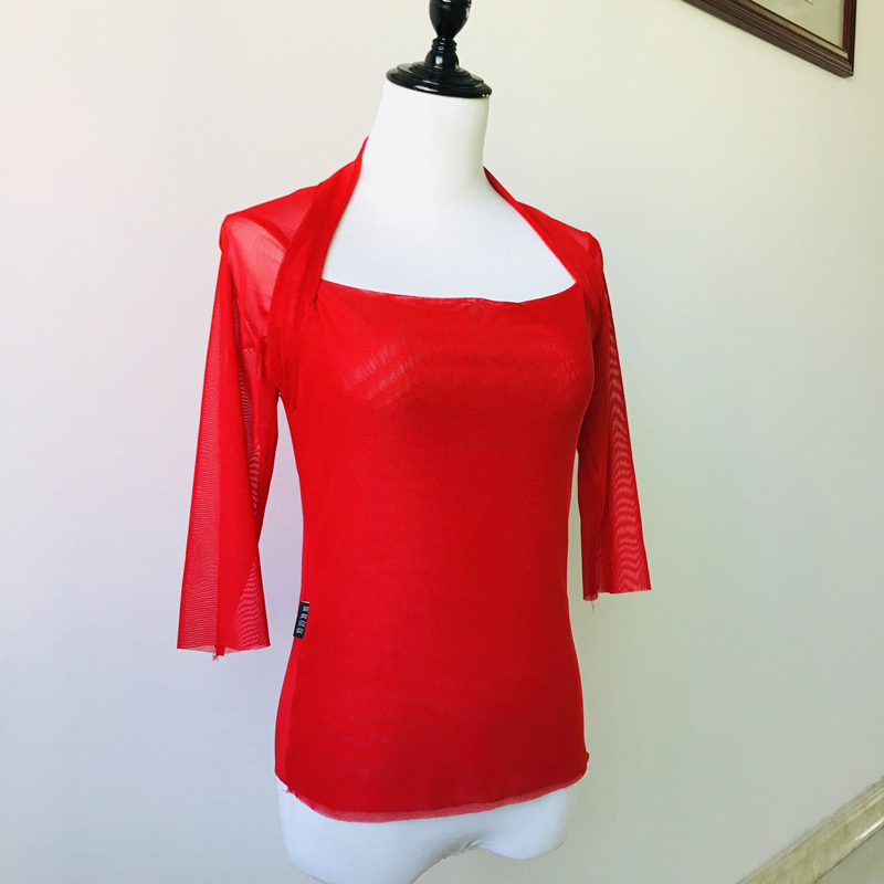 现货速发霓裳肚皮舞练功服2022新款网纱打底上衣初学者舞蹈服性感