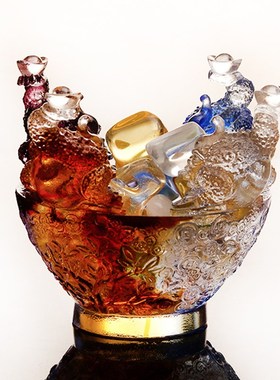 快速发货古法琉璃金蟾聚宝盆手工摆件家居客厅R酒柜装饰品乔迁店