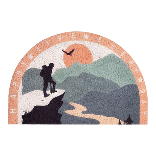 快速发货日式和风系列浮世绘w半圆入户门垫 民宿家用防滑地垫 室