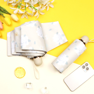 雨伞女折叠小巧便携晴雨两用五折小清新碎花遮阳防晒紫外线太阳伞