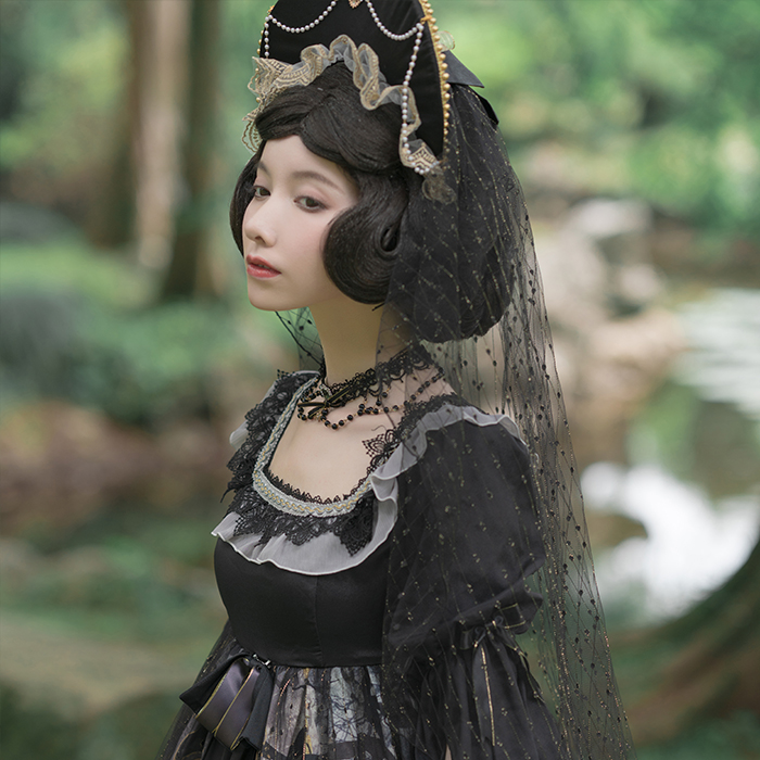 原创风lolita边夹发冠