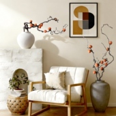 真柿子干树枝插花干花装 饰客厅摆件摆设干支花束龙枣禅意落地枯枝