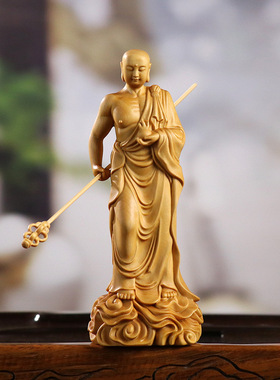 黄杨木雕地藏王菩萨摆件家居装饰客厅佛像财木质工艺品收藏